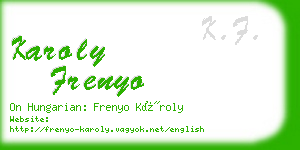 karoly frenyo business card